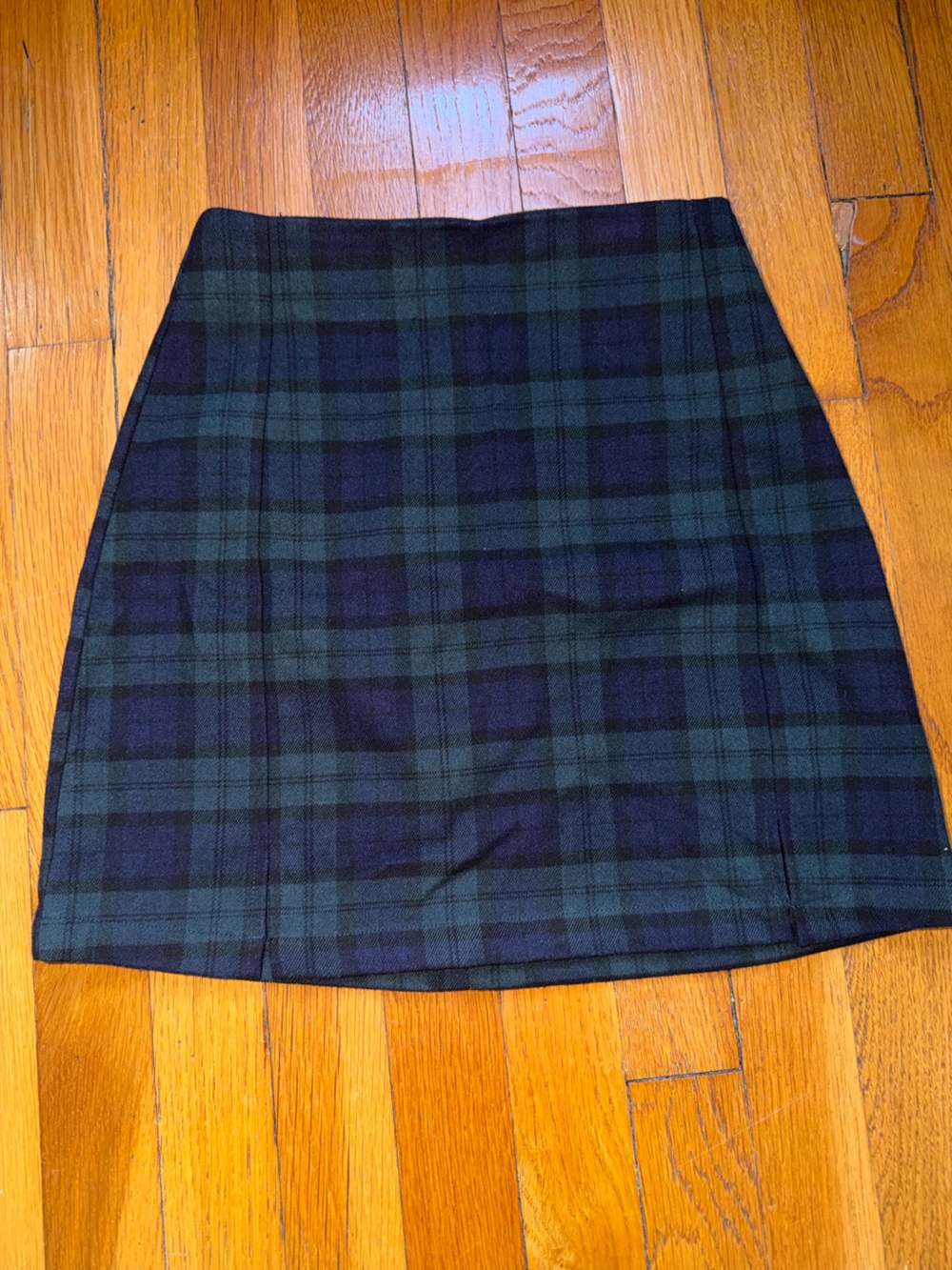 Brandy Melville Dark Green & Navy Plaid A-Line Skirt